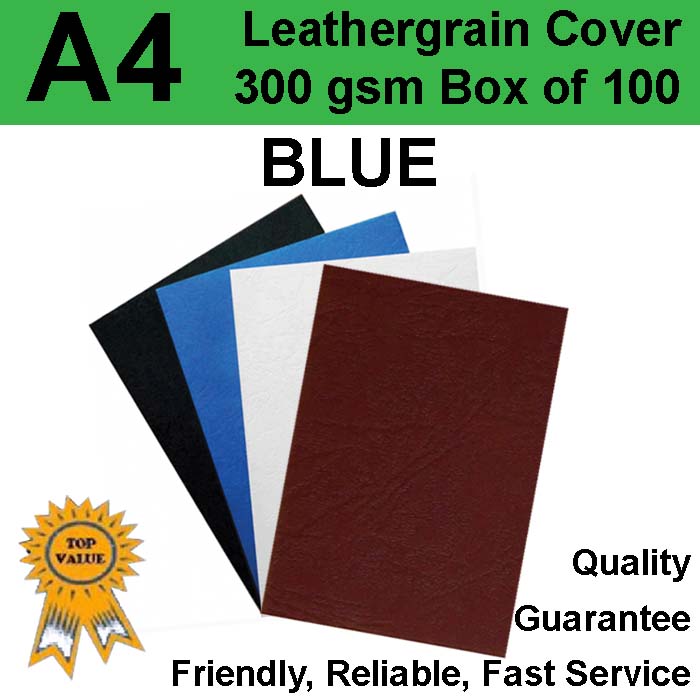 A4 Leathergrain Binding Covers/Backing 300gsm DARK BLUE (PK 100) Print Finishing Equipment Club